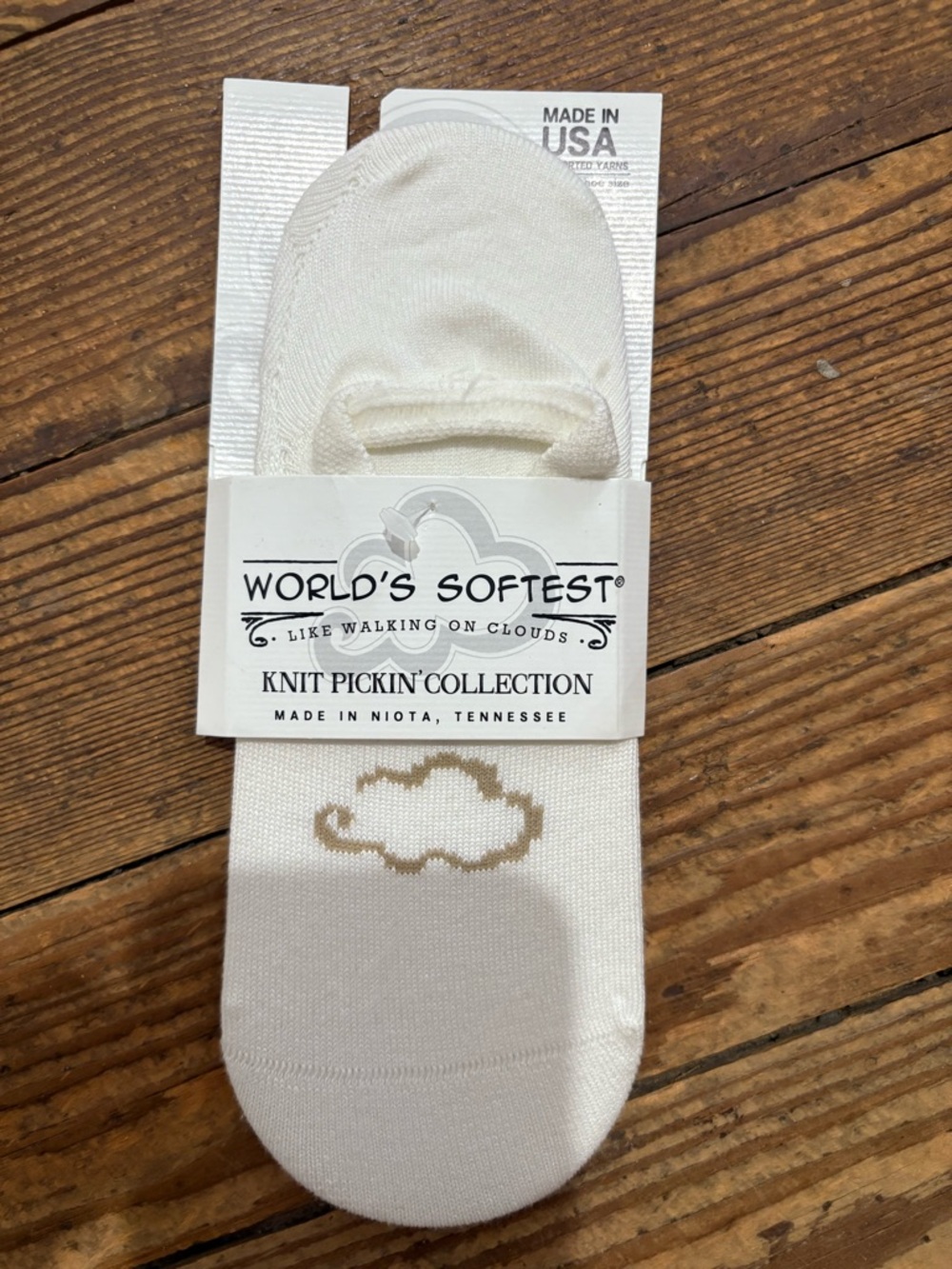 Women's No-Show Athletic Socks - White with Beige Cloud